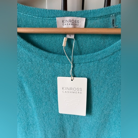 KINROSS turquoise cashmere sweater L - Picture 3 of 6